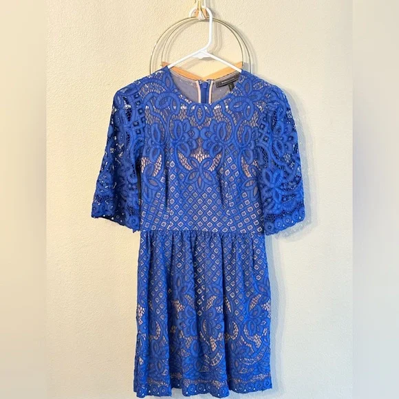Size 2 beautiful cobalt blue mini BCBG Max Azria cocktail dress. 3/4 sleeve - Picture 2 of 3